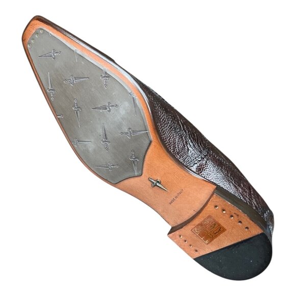 CESARE PACIOTTI LUXURIOUS BROWN GENUINE OSTRICH OXFORDS ITALIAN DESIGNER SHOES main image 6